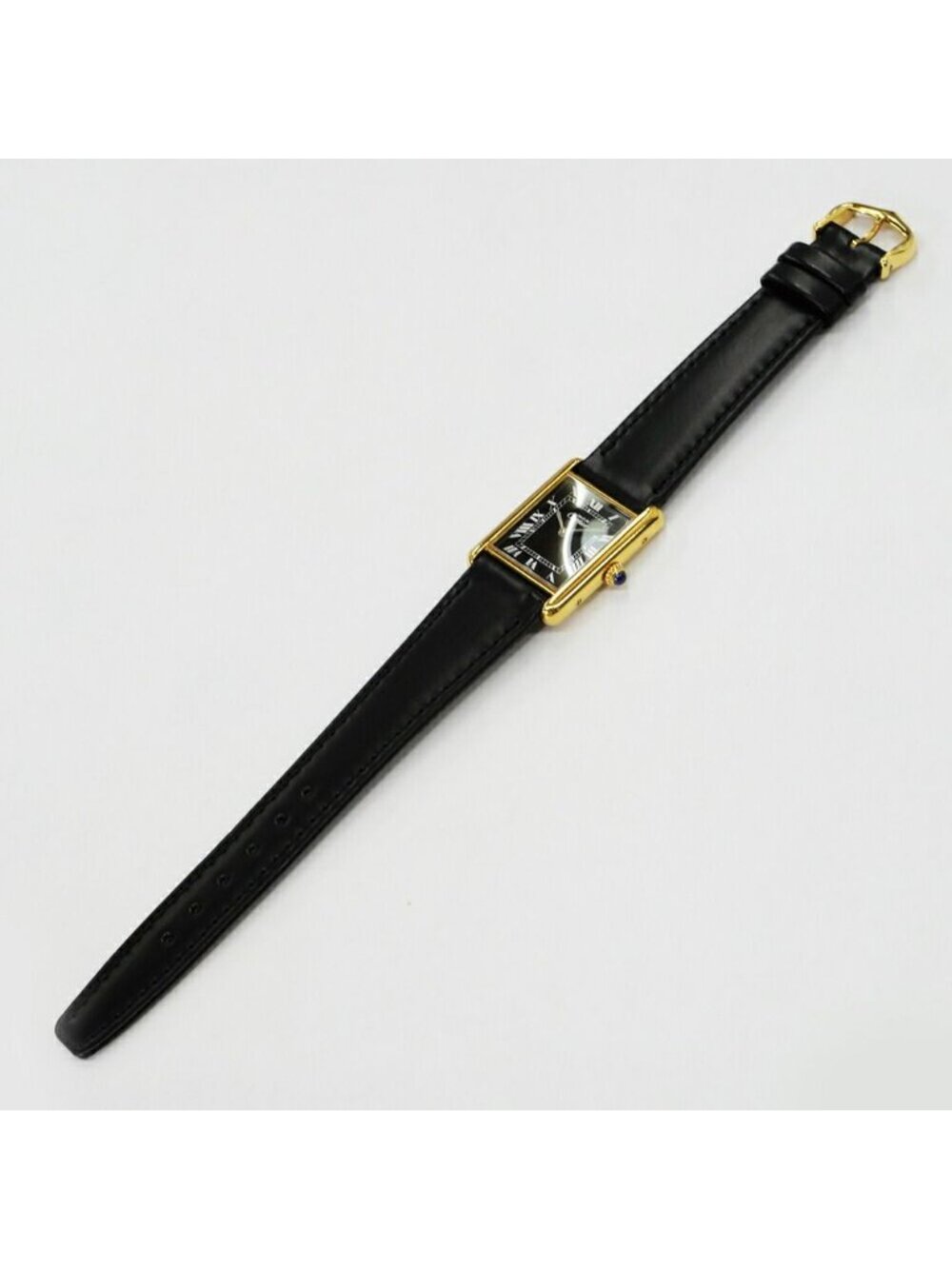 Cartier Must Tank LM Black Dial 925 Leather Vintage Manual Wind Watch - Picture 2 of 9